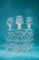 70's glass carafe, airtight stopper, round shape